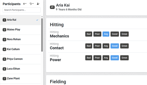 Evaluating a player from a mobile device